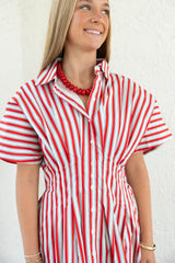 Karlie Stripe America Button Shirt Dress