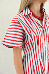 Karlie Stripe America Button Shirt Dress