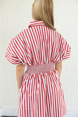 Karlie Stripe America Button Shirt Dress