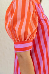Karlie Stripe Color Block Ruffle Neck Dress