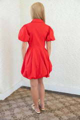 Aureum Bubble Hem Mini Dress in Poppy