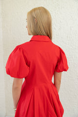 Aureum Bubble Hem Mini Dress in Poppy