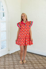 The Mia Red Block Print Mini Dress