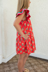 The Mia Red Block Print Mini Dress