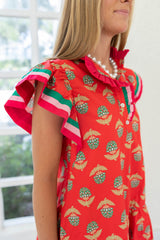 The Mia Red Block Print Mini Dress