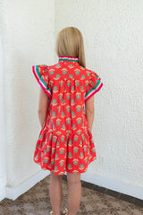 The Mia Red Block Print Mini Dress
