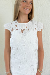 Lucy Paris Greta Eyelet Mini Dress in White