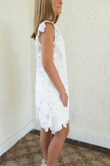 Lucy Paris Greta Eyelet Mini Dress in White