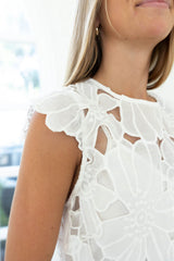 Lucy Paris Greta Eyelet Mini Dress in White