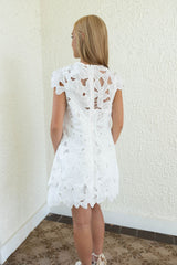 Lucy Paris Greta Eyelet Mini Dress in White