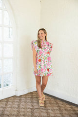 The Camille Pink Floral Mini Dress