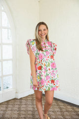 The Camille Pink Floral Mini Dress