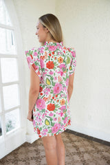 The Camille Pink Floral Mini Dress