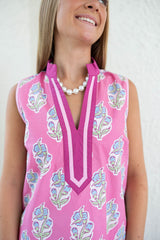 The Olivia Pink Block Print Mini Dress