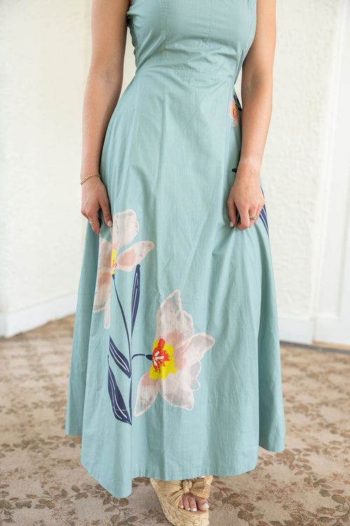Cleobella Riley Ankle Dress in Moresco Blue Surf