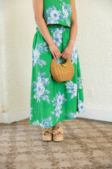 Entro Green and Blue Eyelet Floral Skirt