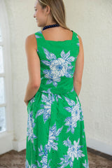 Entro Green and Blue Eyelet Floral Top