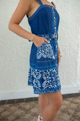 Ciebon Navy Paisley Sleeveless Mini Dress