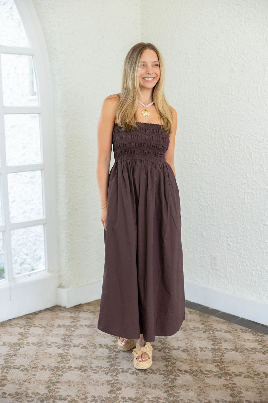 Z-Supply Cornelia Poplin Maxi Dress in Chocolate Cherry – 8.28