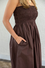 Z-Supply Cornelia Poplin Maxi Dress in Chocolate Cherry