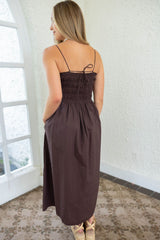 Z-Supply Cornelia Poplin Maxi Dress in Chocolate Cherry