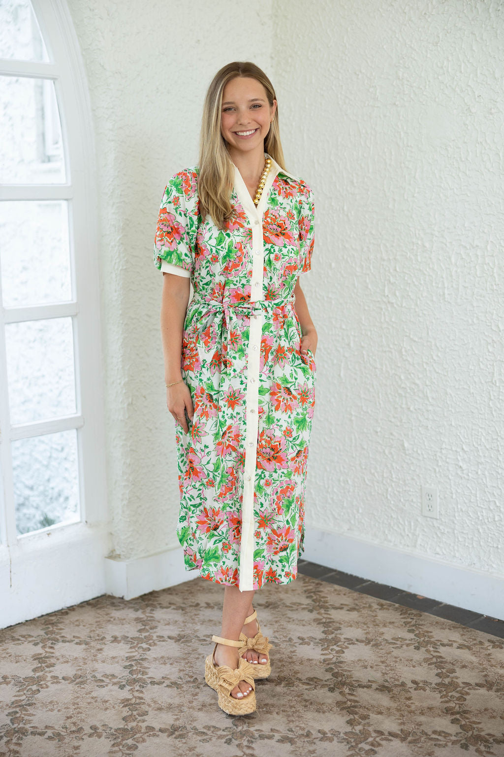 tie belt midi dress Tie Belt Pleated Midi Dress Forest / M