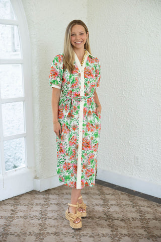 Karlie Stripe Floral Maxi Dress in Blue