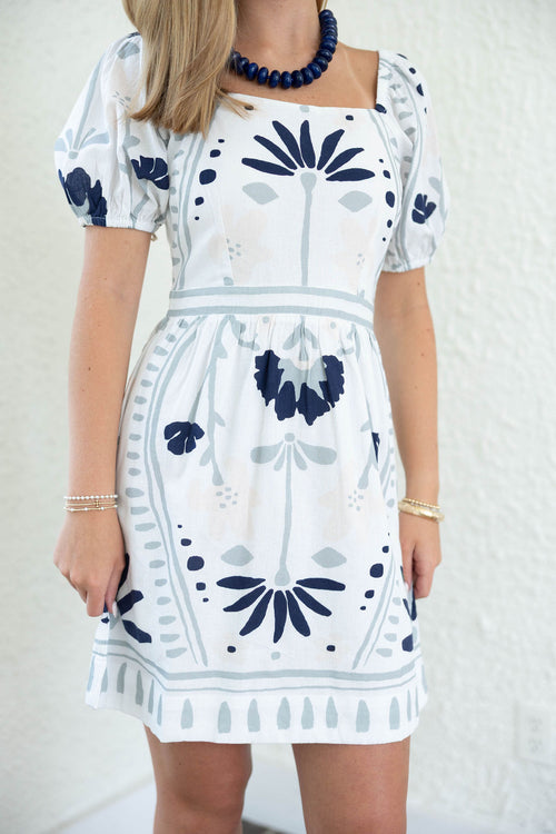 Cleobella Mariana Mini Dress in Liliana Blue Surf