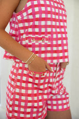 Entro Pink Gingham Top