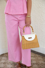Entro Light Pink Gingham Pants