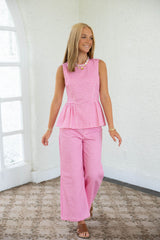 Entro Light Pink Gingham Pants
