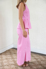Entro Light Pink Gingham Pants