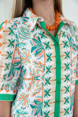 Jade Melody Tam Palm Fiesta Flutter Hem Button Dress