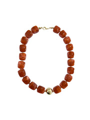 Massey Chunky Beaded Necklace -Rust