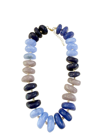 Stanley Chunky Beaded Necklace with Heart Charm - Dark Multi