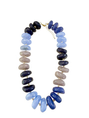 Delray Chunky Beaded Necklace- Blue Mix