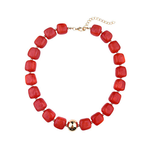 Preston Chunky Beaded Necklace - Red