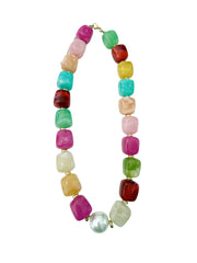 Paula Chunky Beaded Pearl Necklace - Light Multi