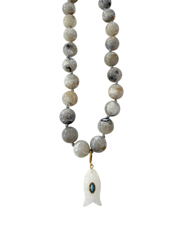 Pearly Gold and Pearl Bead Necklace