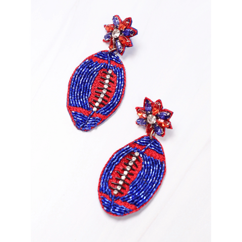 End Zone Navy and Orange Paw Print Earring