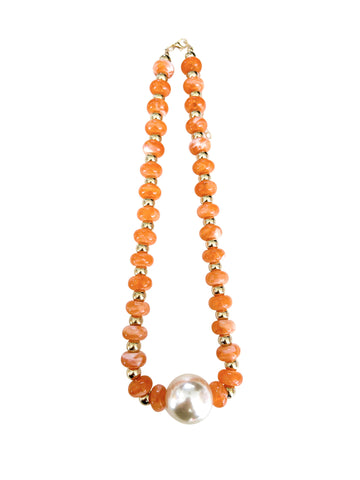 Pearly Gold and Pearl Bead Necklace