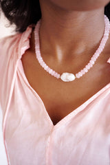 Susie- Quartz Beaded Necklace with freshwater Pearl - WS
