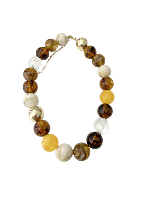 Dora Chunky Beaded Necklace - Brown Mix