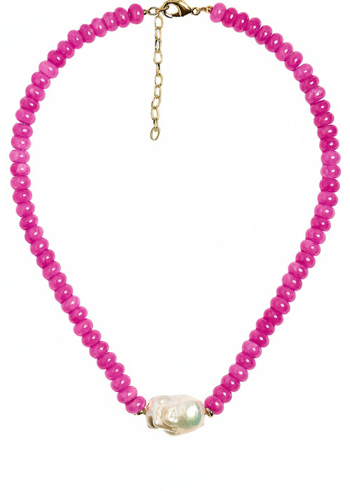 Susie- Quartz Beaded Necklace with freshwater Pearl - WS