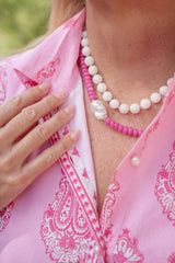 Susie- Quartz Beaded Necklace with freshwater Pearl - WS