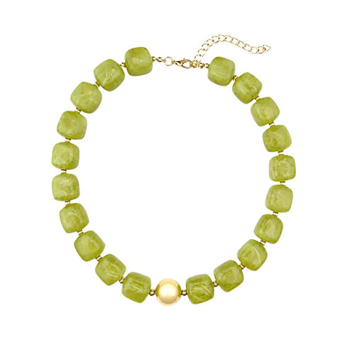 Preston Chunky Beaded Necklace - Chartruese