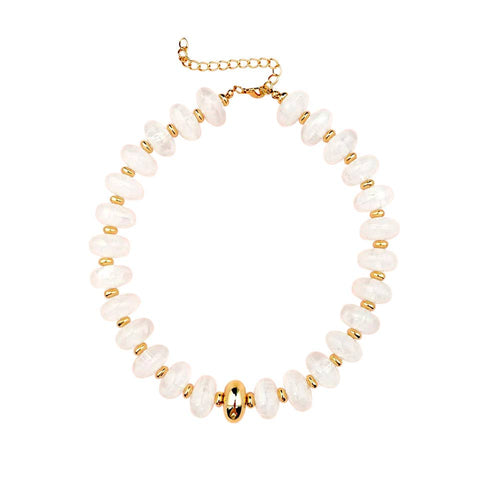 Evan Chunky Beaded Necklace - Cream