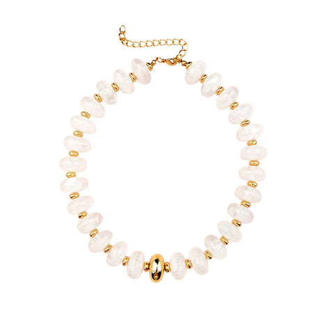 Stanley Chunky Beaded Necklace with Heart Charm - Dark Multi