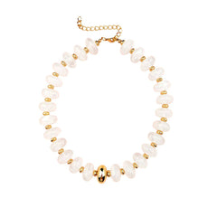 Evan Chunky Beaded Necklace - Cream