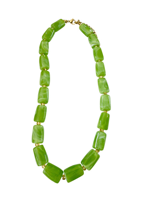 Parks Rectangular Beaded Necklace- Lime Green